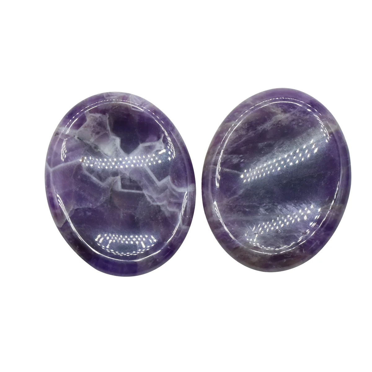 

3PCS Tumbled Amethyst Worry Stone for Anxiety Stress Relief;Easy to Carry Healing Chakra Worried Gemstone 35X45MM
