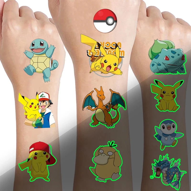 Pokemon Tatuaggi Luminosi Per Bambini Stili Pikachu Adesivi Tatuaggi Temporanei Ragazzi Ragazze Glow Rifornimenti Per Feste Regali Per Bambini