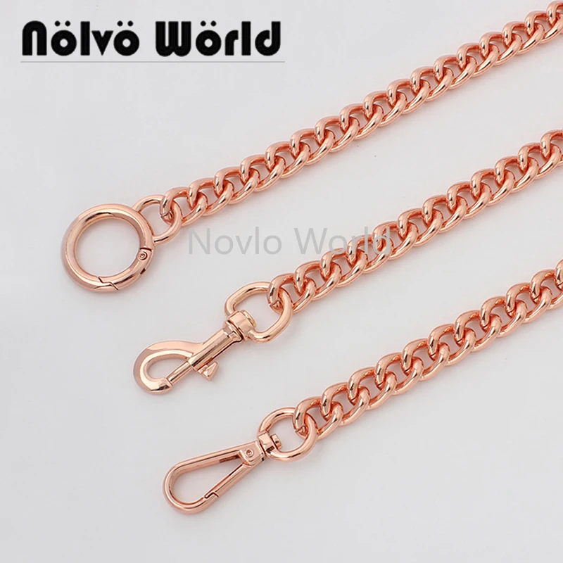 

1-5 pieces 60-120cm 13mm Roll Rings Alumium Chain Rose Gold Pink Color Bag Strap Long Strap Chain Light Weight