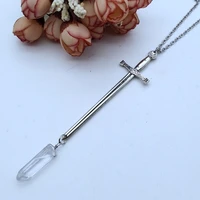 quartz sword necklace long sword crystal quartz pendant necklace