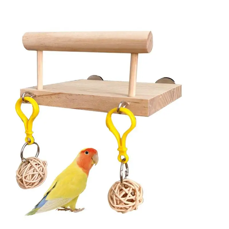 

Bird Perch Stand Platform Durable Wood Perches Playstand With Chewing Beads Cage Toys For Parakeet And Lovebirds Pet Supplies