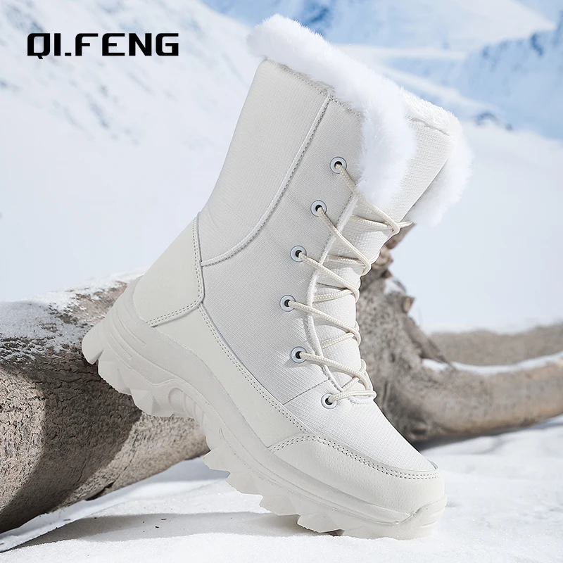 Теплые зимние ботинки с высоким верхом женская обувь теплая устойчивая к холоду