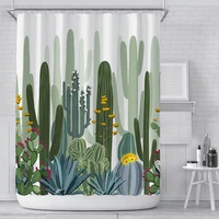 home cactus digital printing shower curtain waterproof polyester bathroom curtain shower curtain customization cortina bano bano