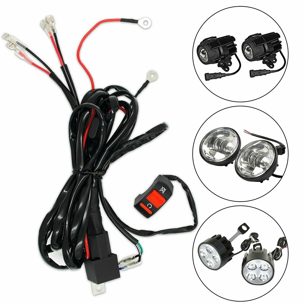 

Motorcycle Fog Light Wiring Harness LED Lamp Headlamp Refit Switch Relay Wire Motorbike Spotlight Cable Replacement Accessory