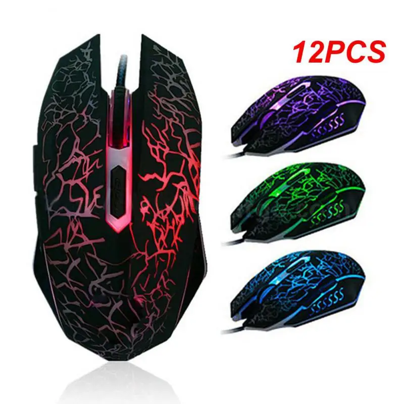 

12PCS 2400dpi Colorful LED Computer Gaming Mouse Professional Ultra-precise For Dota 2 LOL Gamer Mouse Ergonomic USB Wired Mouse