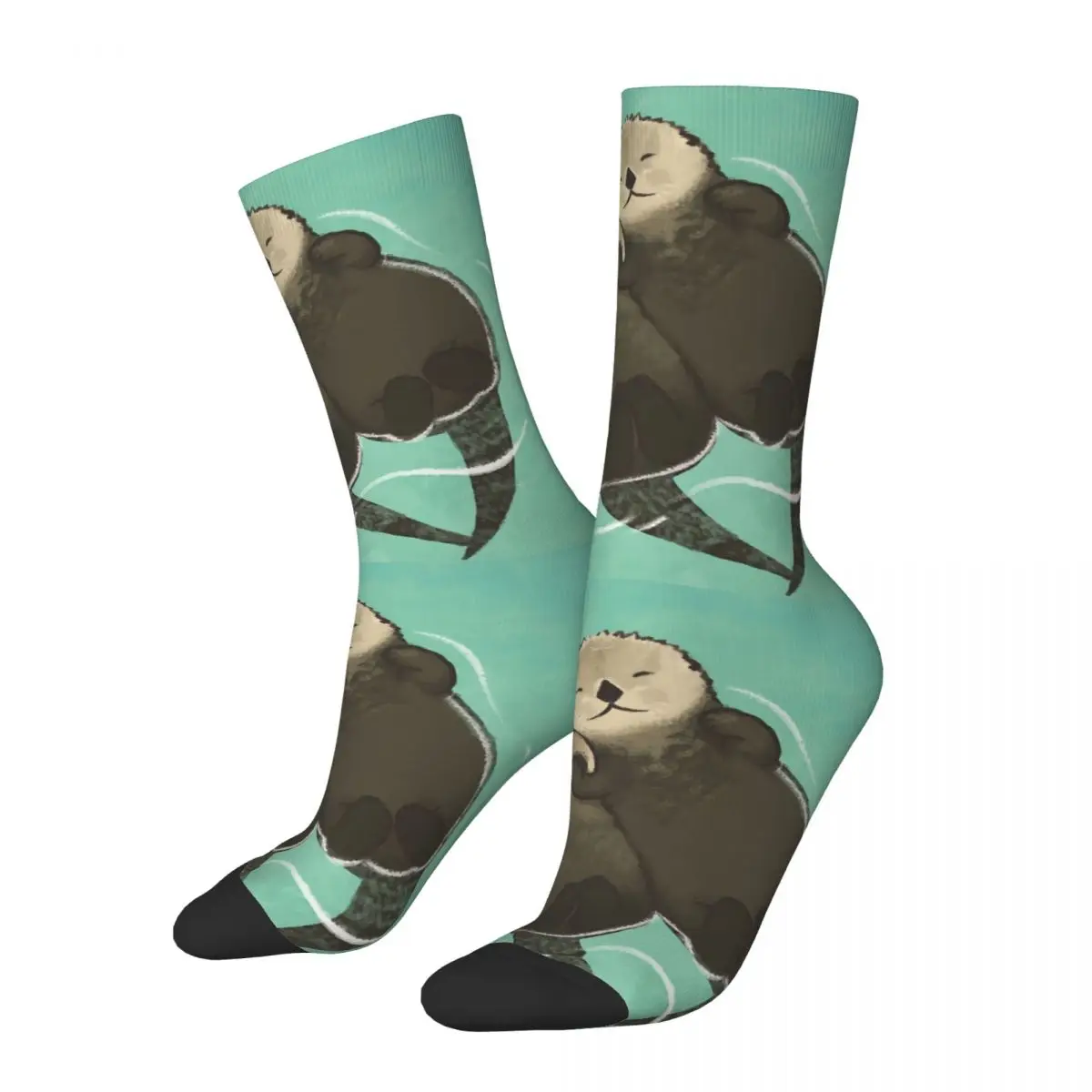 

Funny Happy Men's Socks Significant Otters Holding Hands Vintage Harajuku Culture Hip Hop Novelty Casual Crew Crazy Sock Printed