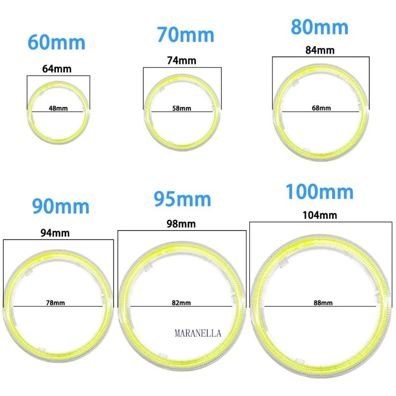 2 шт. 60 мм 70 80 90 COB Ангельские глазки без крышки Авто Halo Кольца Автомобильные фары