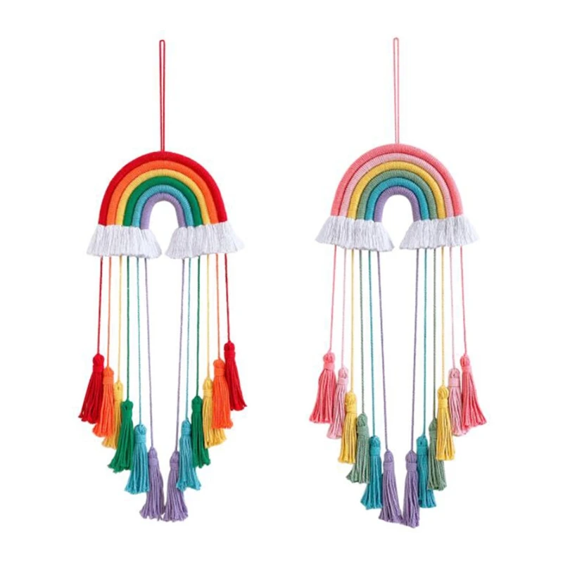

L38A 6 Layers Woven Rainbow Tapestry Tassel Hanging Ornament Wall Decor Nursery Living Room Kids Girls Bedroom Home Decor
