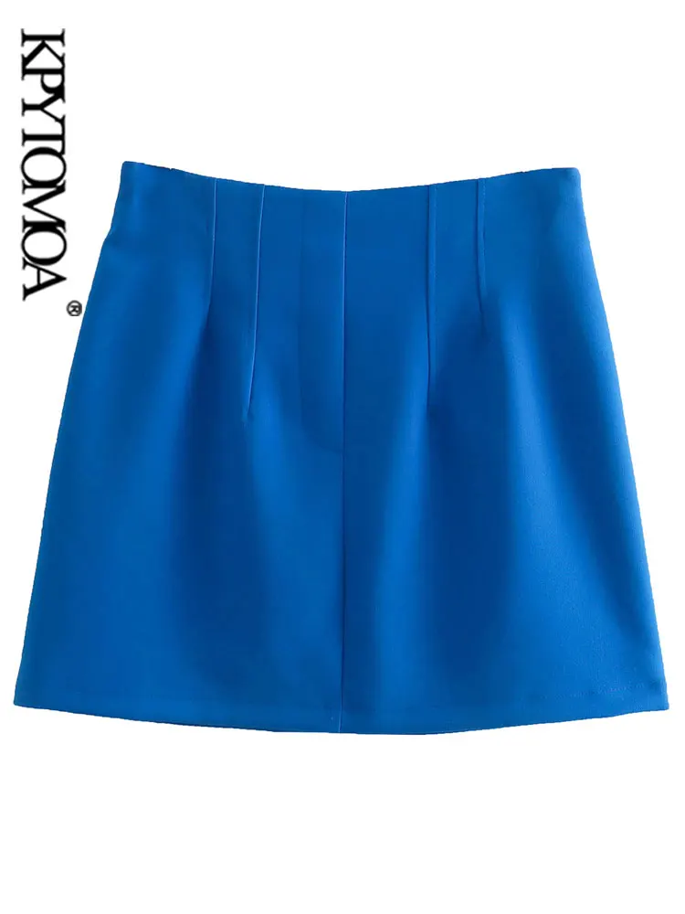 

KPYTOMOA Women Fashion Office Wear Mini Skirt Vintage High Waist Back Zipper Female Skirts Mujer