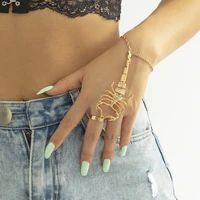 scorpion chain bracelet with rings for women arm chain crystal ring connected finger bracelets female hand accessories jewelry