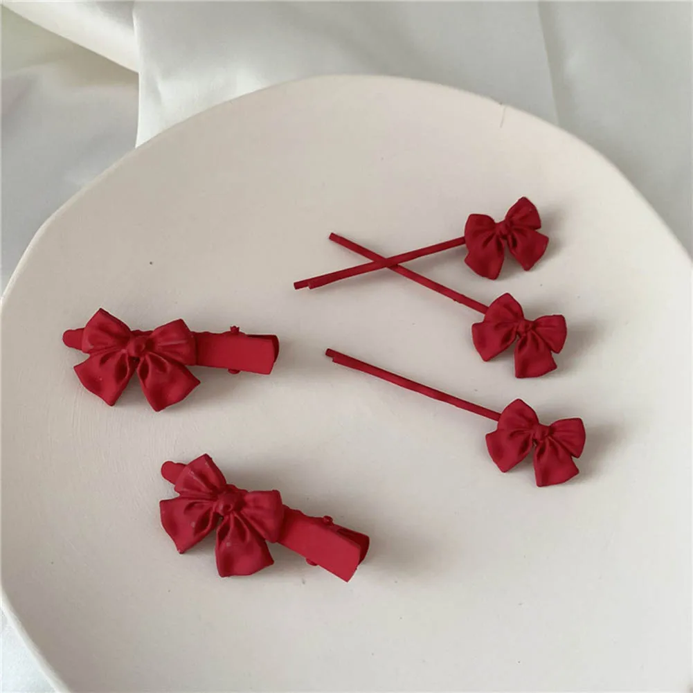 

1Pc Red Bow Vintage Hair Clip Girl Cute Barrettes Hair Accessories Handmade Alloy Headwear Hairpins Sweet Hairpin Headdress Gift