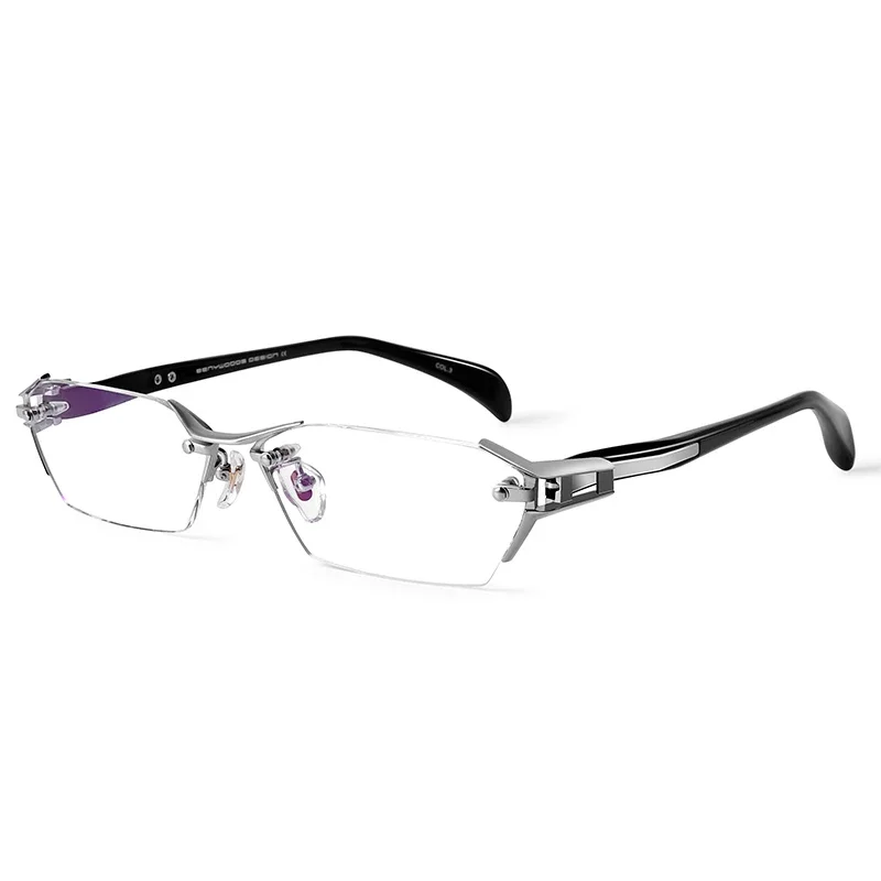 EOOUOOE Titanium Glasses Frame Rimless Eyeglasses Men Myopia Optical Prescription Spectacle