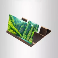 12 inch desktop folding wood bracket mobile phone screen magnifier 3d hd video amplifier smartphone holder stand