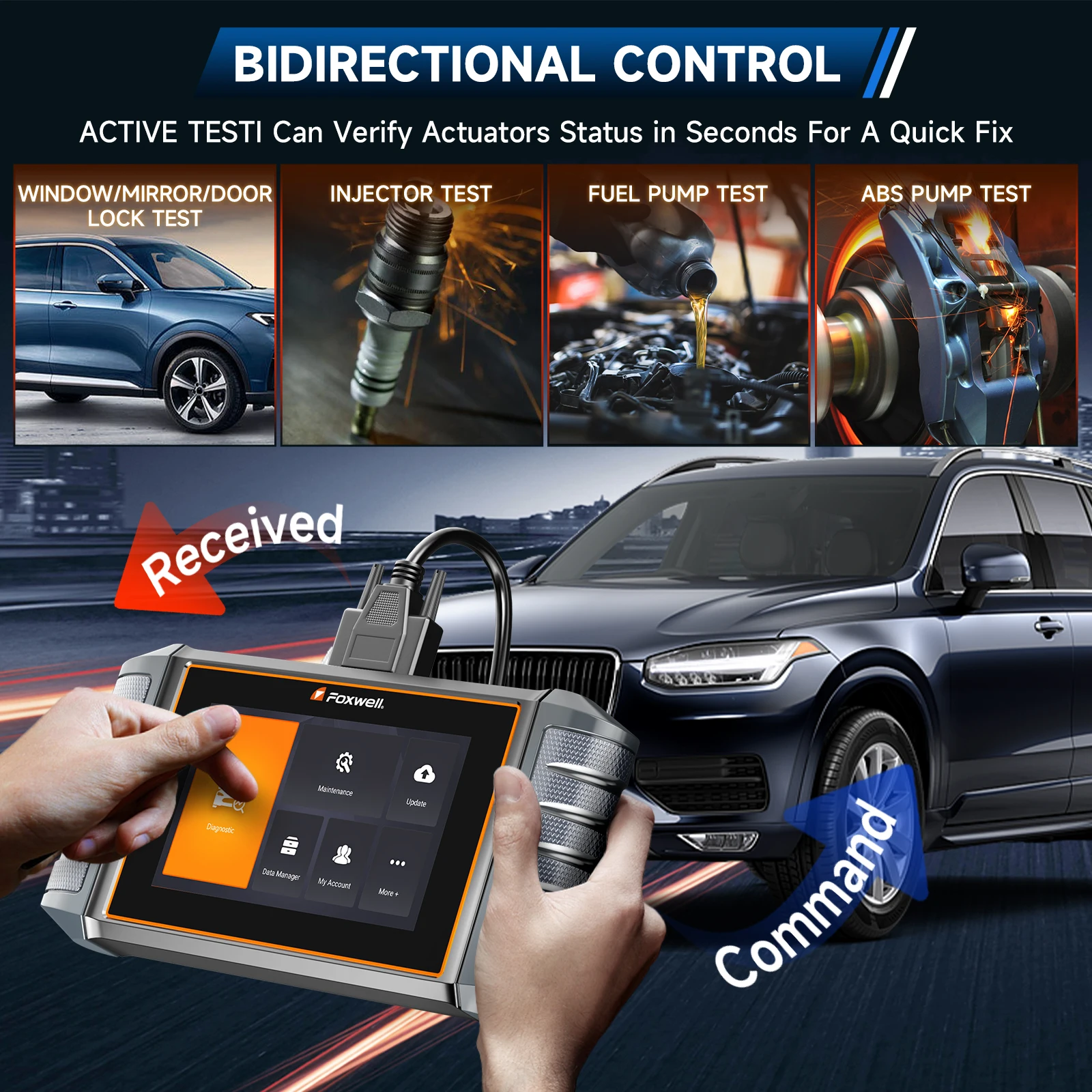 Диагностический сканер Foxwell NT710 OBD2 двунаправленный считыватель кодов для всех