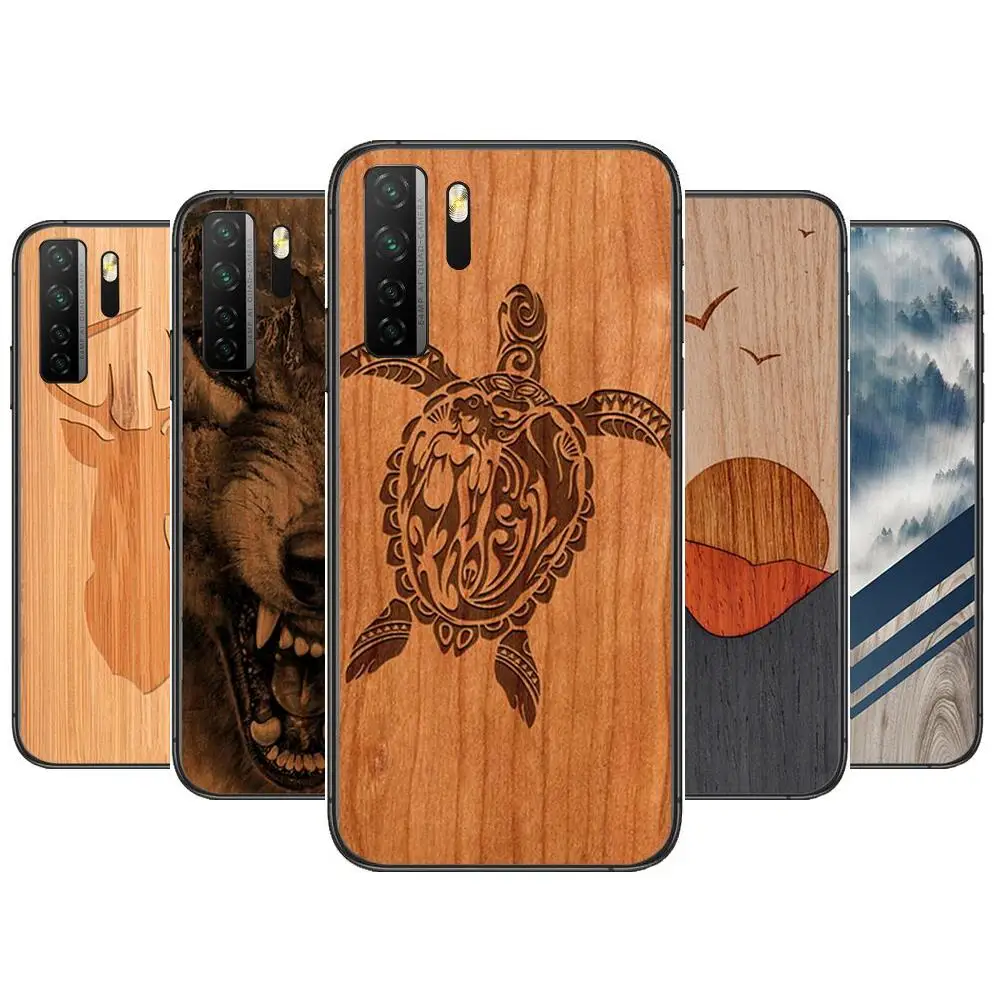 

luxury wood pattern Black Soft Cover The Pooh For Huawei Nova 8 7 6 SE 5T 7i 5i 5Z 5 4 4E 3 3i 3E 2i Pro Phone Case cases