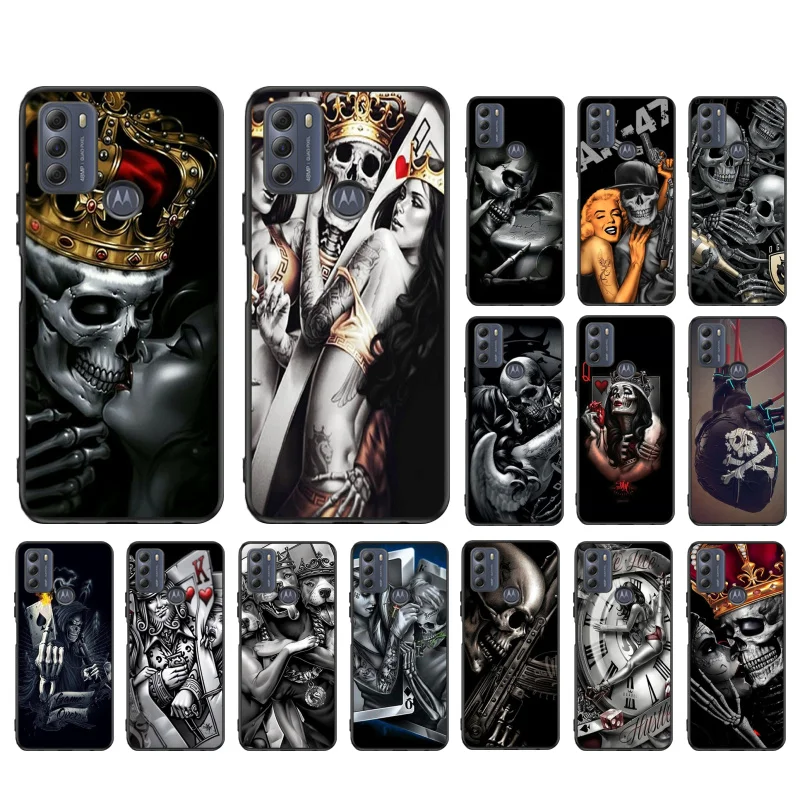 

Skeleton Skull Woman Kiss Tattoo Phone Case for Motorola Moto G7 G8 G9 Play G7 Power G8 Plus G30 G10 G100 G60 G20