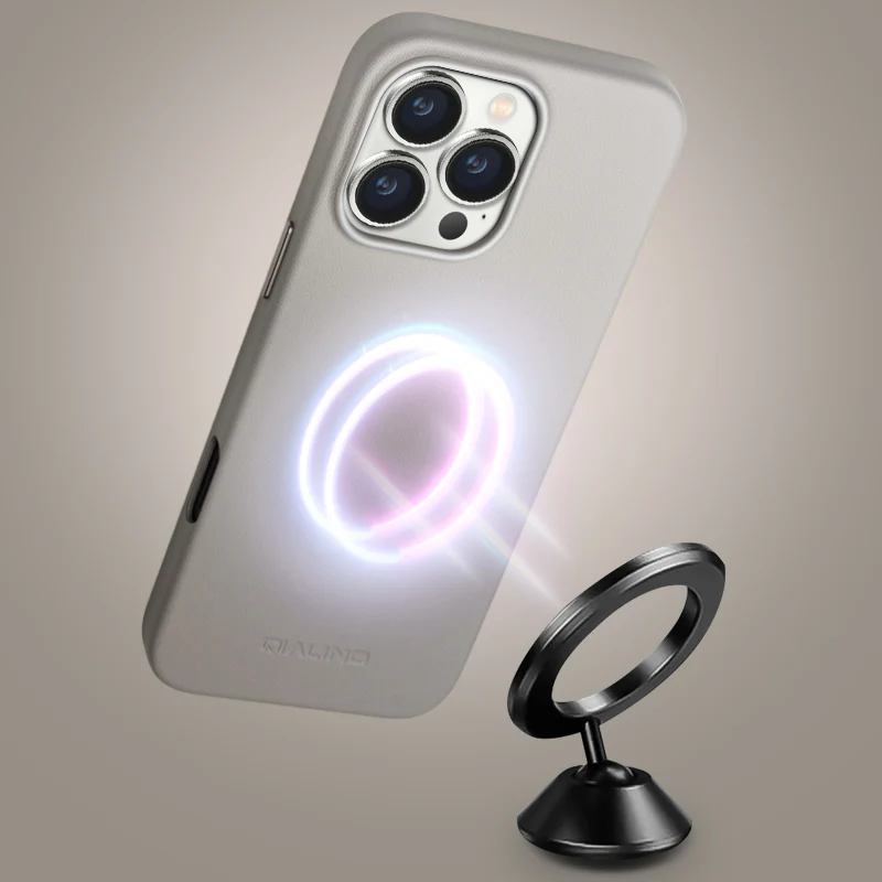 Новые тонкие Чехлы QIALINO из натуральной кожи для iPhone 16 Pro Max Противоударная задняя