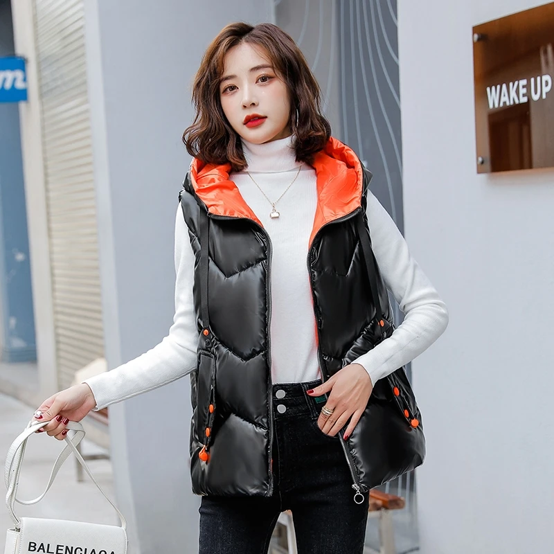 

Thick Warm Sleeveless Jacket Female Waistcoat New 2022 Women's Vest Short Slim Spring And Autumn Vests Women Coat Black OAIRED