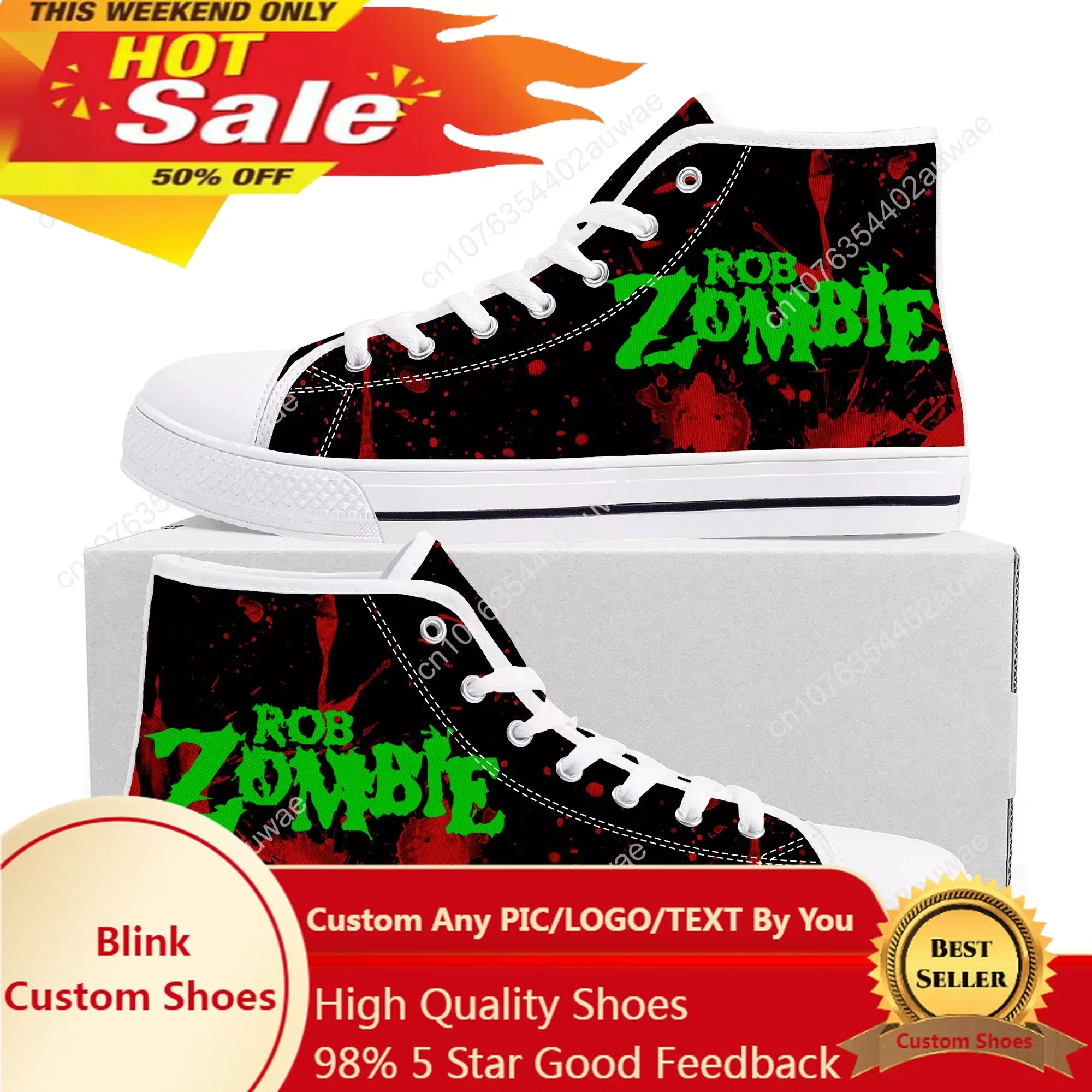 

Rob Zombie Rock Singer High Top High Quality Sneakers Men Women Teenager Children Canvas Sneaker Casual Couple Shoes Custom Shoe