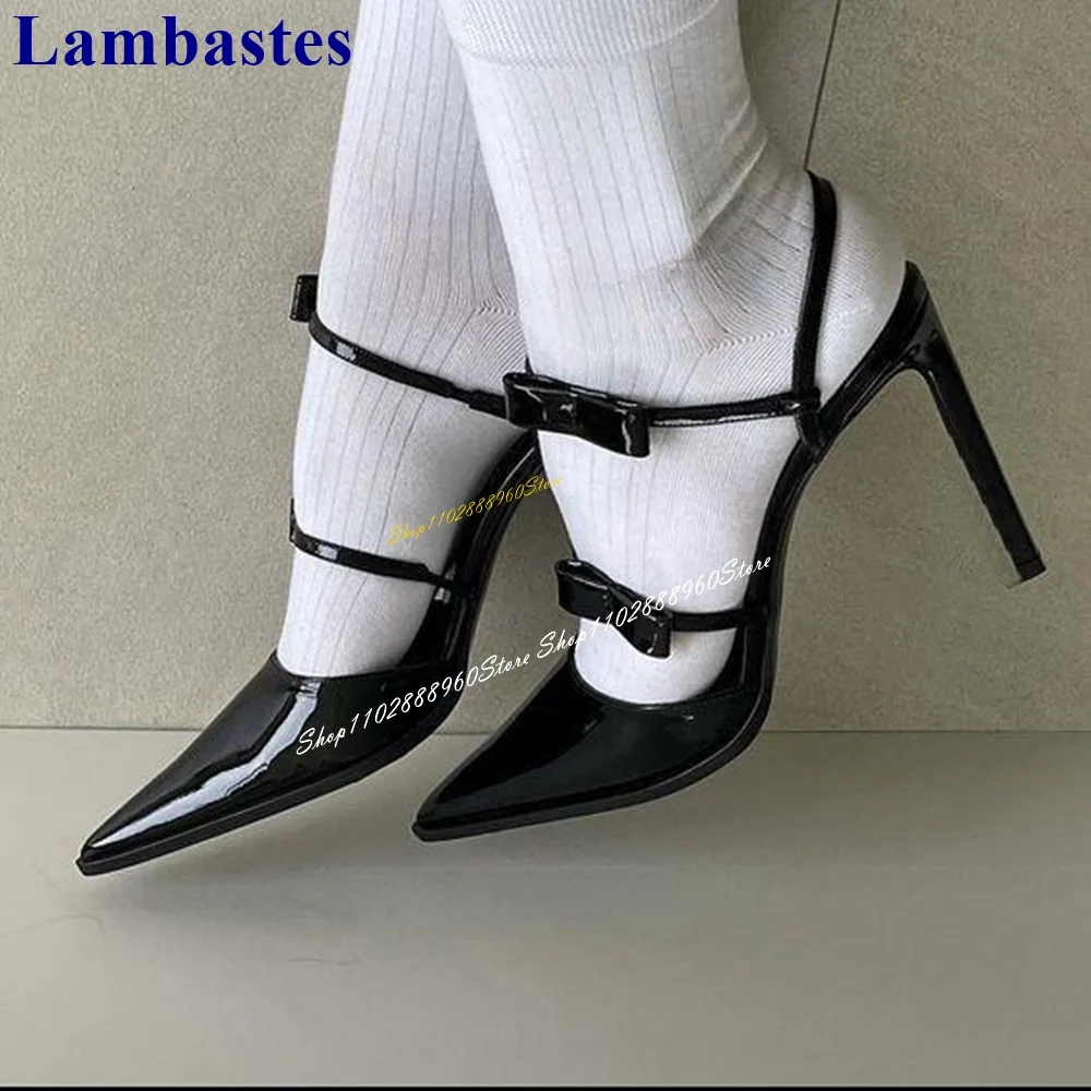 Стильные красные сандалии с бантом и ремешками женская обувь на тонком высоком