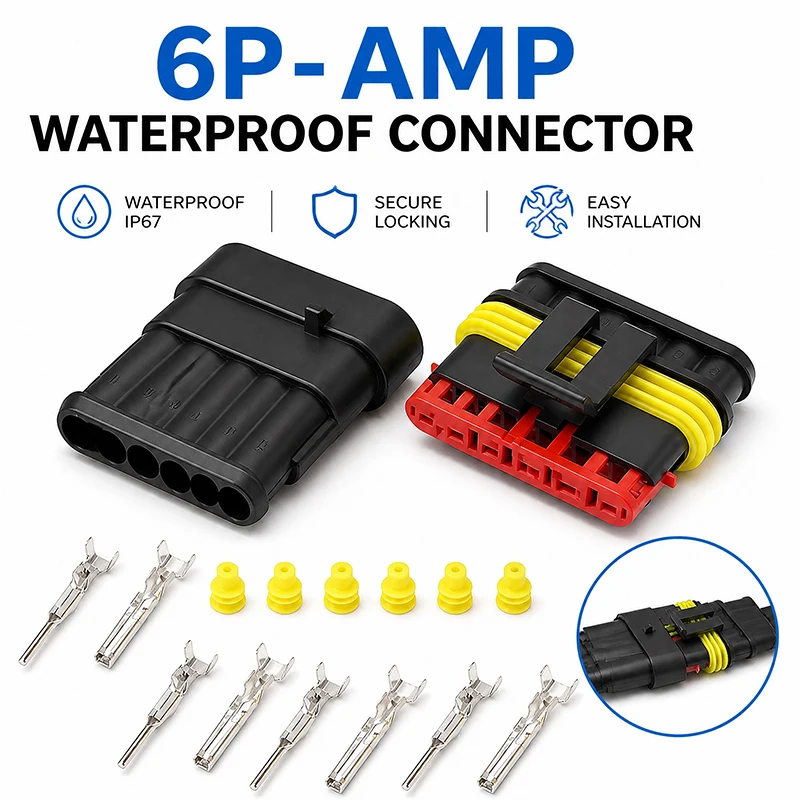 Фото 6-контактный водонепроницаемый автомобильный разъем AMP 18AWG M/F 1.5мм с быстрым отключением для легковых и грузовых автомобилей DJ7061-1.5-11/21 282090-1/282108-1 №1