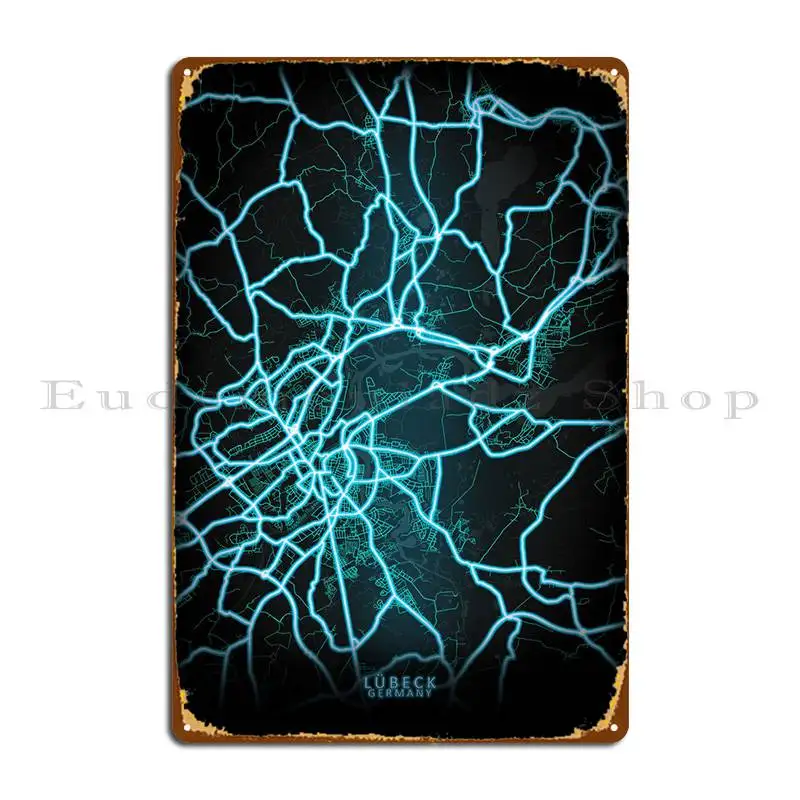 

Lubeck Германия карта города металлический знак Железный клуб настроить фотообои Декор оловянный знак плакат