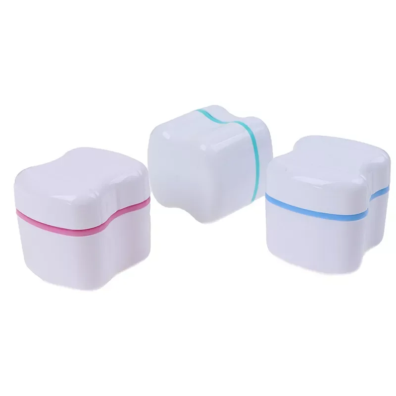 

NEW IN False Teeth Storage Box Case With Filter Screen Dental Appliance