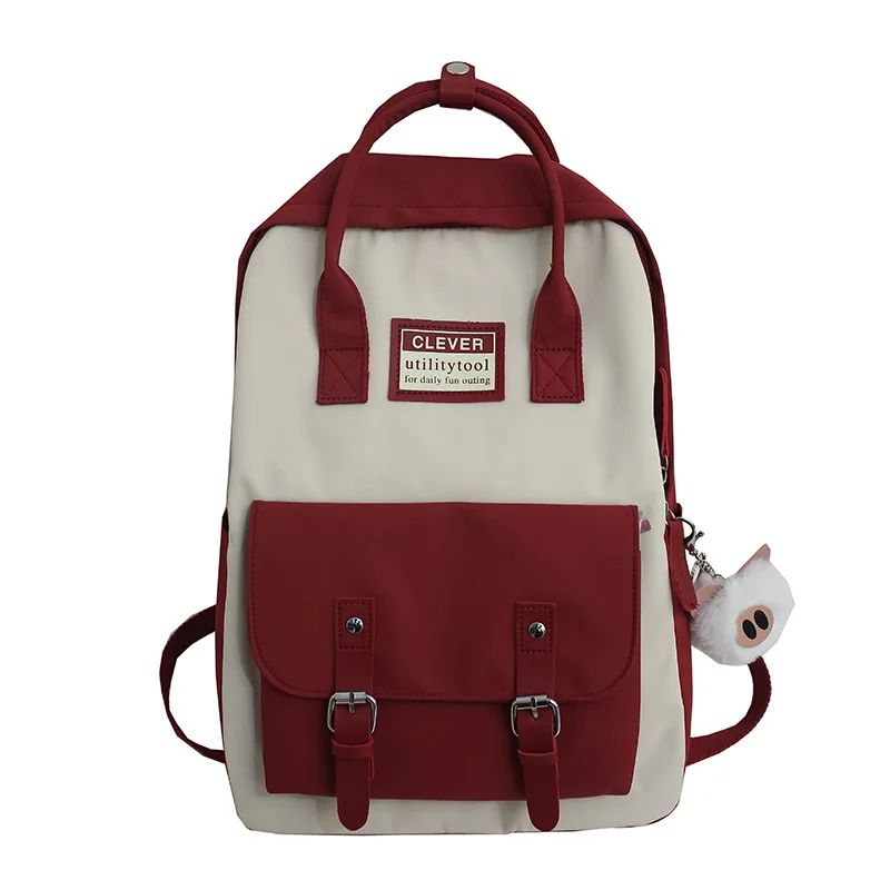 Women Backpack Candy Schoolbag Waterproof Nylon School Bags for Teenagers Girls Patchwork Backpacks Female Rucksack Mochila