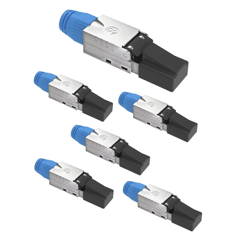

6 Pcs RJ45 Connector Tool-Free For Installation Cable Cat8 Network Plug Field Ready Shielded 40 Gbps 2000 Mhz