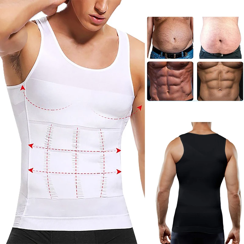 Купи Men's Compression Tank Top Seamless Slimming Body Shaper Vest Shirt Shapewear Abs Abdomen Slimming Sweat Shirt Daily Gym Wear за 473 рублей в магазине AliExpress