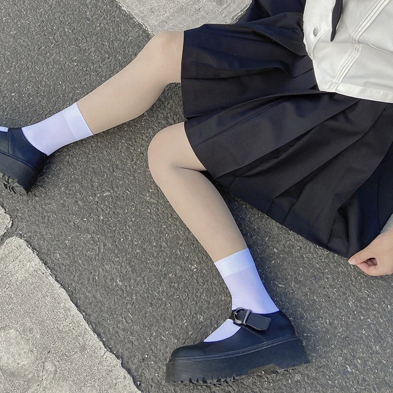 Женские чулки JK милые черные белые длинные носки в стиле &quotЛолита&quot однотонные