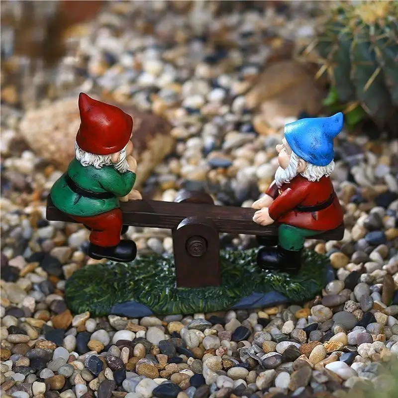 

Resin Garden Gnome for Decoration, Seesaw, Outdoor, Birthday Gift, Crafts