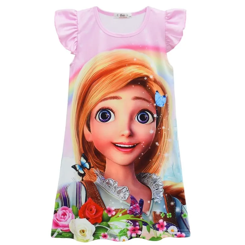Милое детское платье с летающими рукавами и Микки Диснеем индивидуальная летняя