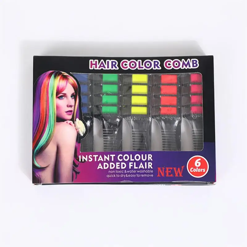 

6pc Hair Dyeing Comb Mascara Crayons Disposable Hair Color Chalk Hair Color Temporary Colorful Hair Styling Dye Stick With Comb