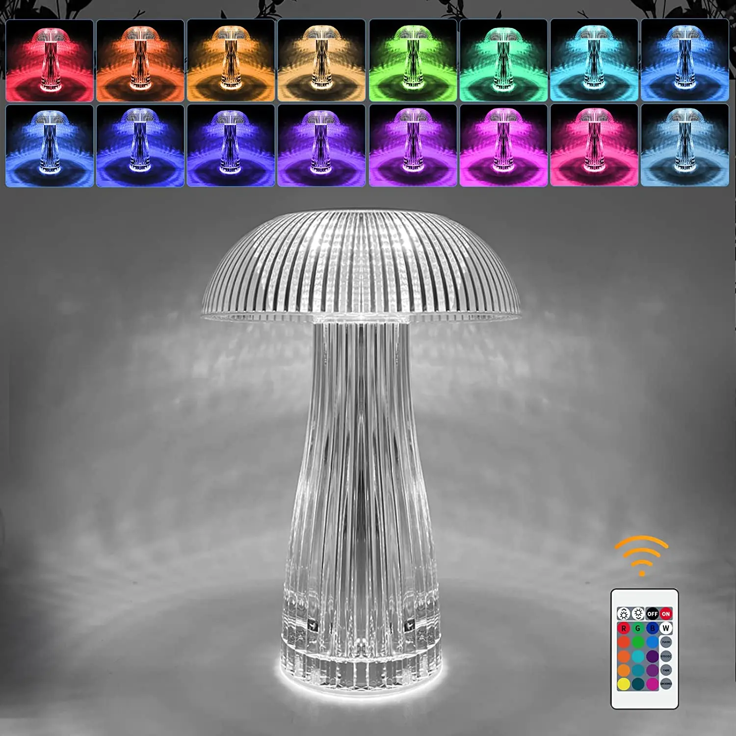 

16 Colors Mushroom Lamp Crystal Table Lamp Touching Control Rechargeable Rose Mushroom Lamp for Bedroom Living Room Party Decor