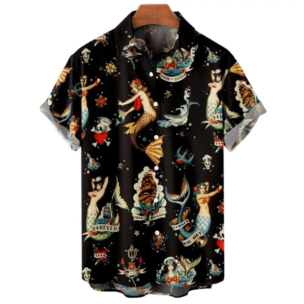 Рисунок 2 - Гавайская пляжная рубашка для мужчин с принтом русалки