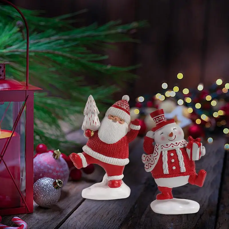 

Christmas Elk Santa Claus Ornaments Durable Resin Rudolf Crafts Sculpture Decorative Santa Figurines Home Christmas Party Decor