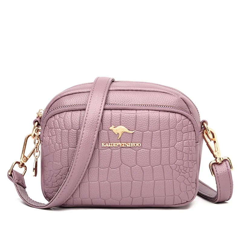 Women's crocodile stitching European and American Oval shoulder bag  Textured hardware Fashion Square crossbody bags for women