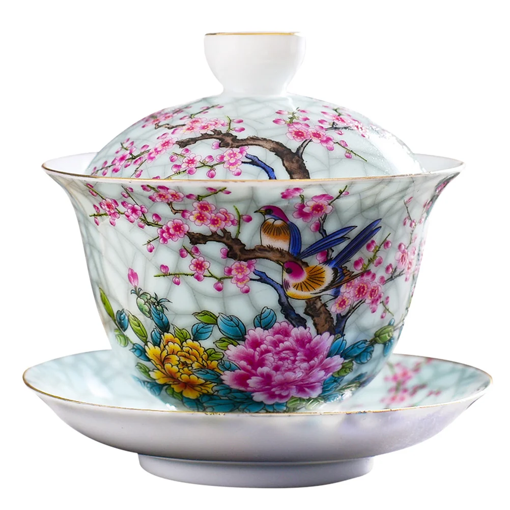 

Tea Cup Set Ceramic Chinese Cups Bowl Porcelain Teacup Saucer Gaiwan Coffee Kungfu Teaware Mug Japanese Lid Flower Floral Teapot