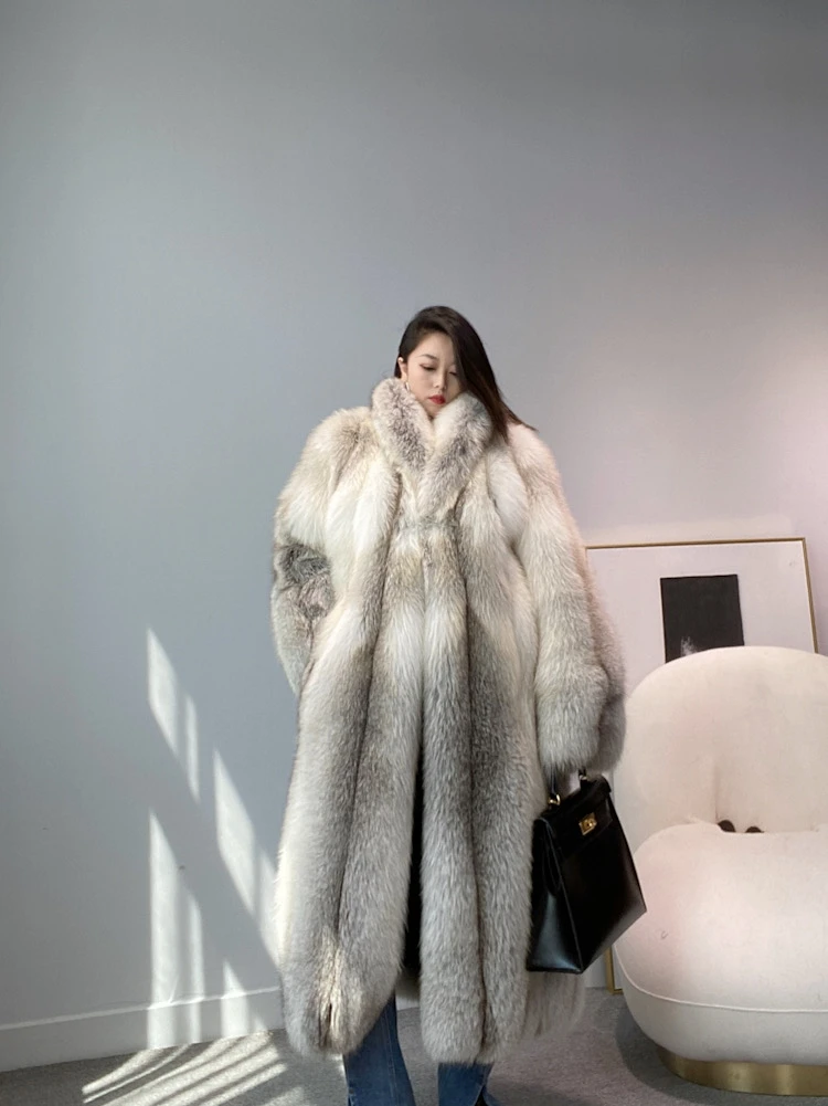 Full Leather Golden Island Rihui Fox Fox Fur Women's Long Fur Coat