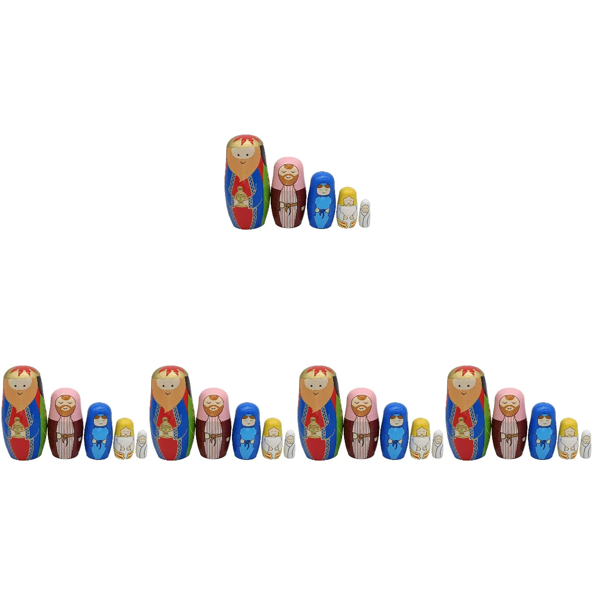 

5 Sets of Painted Stacking Dolls Russian Dolls Ornaments Decorative Russian Stacking Dolls