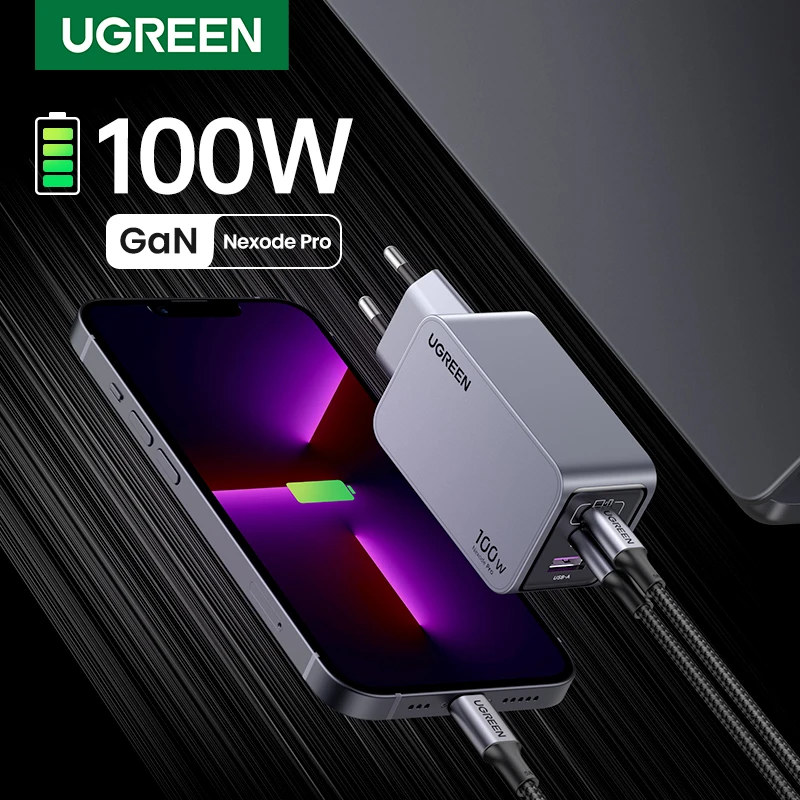 Фото 【KR Plug】UGREEN 100W GaN Charger USB C Charger QC4.0 3.0 Quick Charge For Macbook Laptop Tablet PD Fast Charger For iPhone 16 15 №1