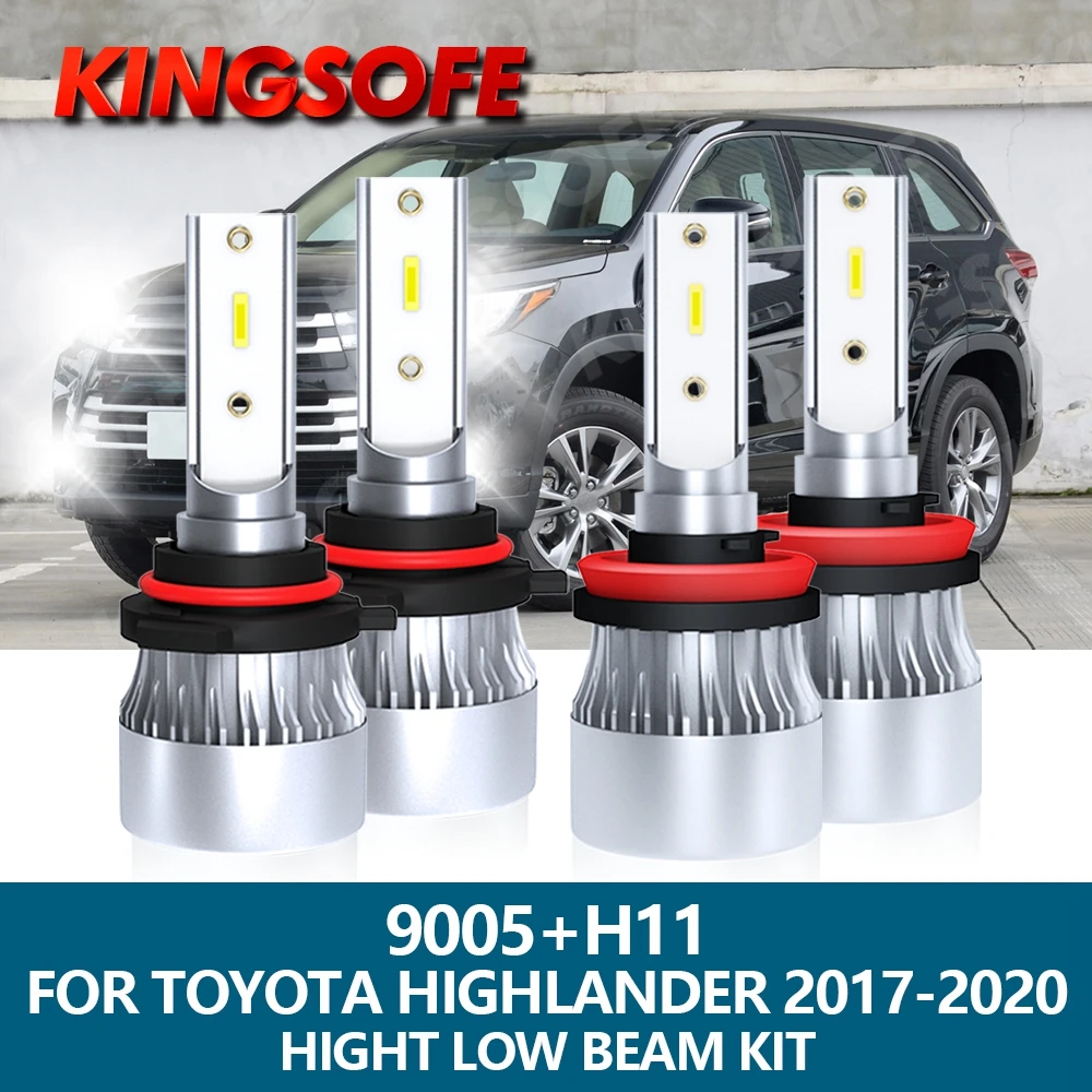 

4Pcs LED Headlight 9005 HB3 H11 Car Light 16000LM 80W 6000K CSP Chips Hight Low Beam Bulbs Kit For Toyota Highlander 2017-2020