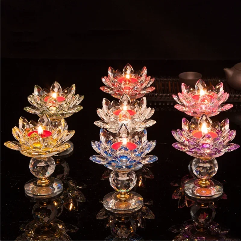 Бытовой красочный хрустальный подсвечник в виде лотоса держатель лампы с маслом