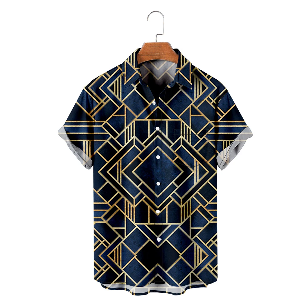 

Men's Hawaiian T-Shirt Y2K Hombre Fashion Shirt Horror Art Stripes 3D Print Cozy Casual Short Sleeve Beach Oversized Clothes 2