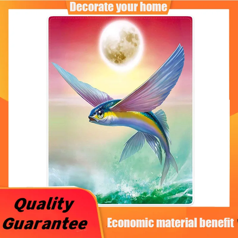 

Soft Fluffy Fleece Blanket Throw,Digital Print,Colorful Winged Fish,150x200cm throw blanket for sofa custom blanket