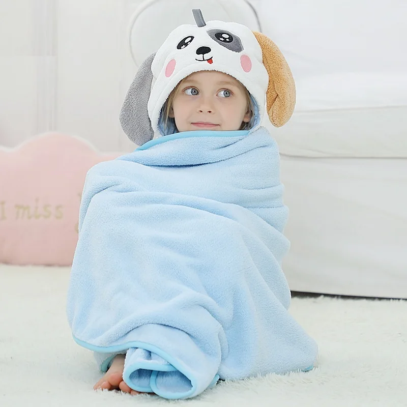Children's Bath Towel Baby Beach Towel Kids Blanket Swaddings Hooded Cloak New Fashion Cute Panda Dog Raccoon Giraffe Dinosaour