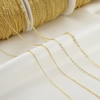 2m brass gold plated flat o shape cross tiny chains oval link cable chain bulk supplies for diy necklace jewelry making findings
