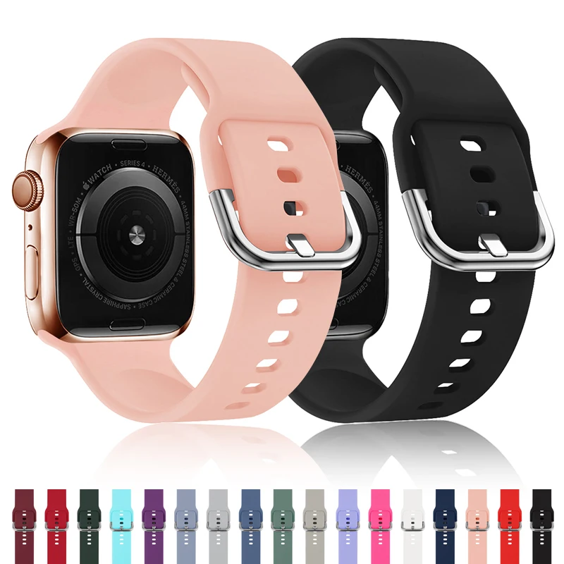 

Ремешок силиконовый для Apple Watch, браслет для iWatch series 7 6 5 4 3 se, 40 мм 44 мм 45 мм 41 мм 38 мм 42 мм 40 44 45 мм