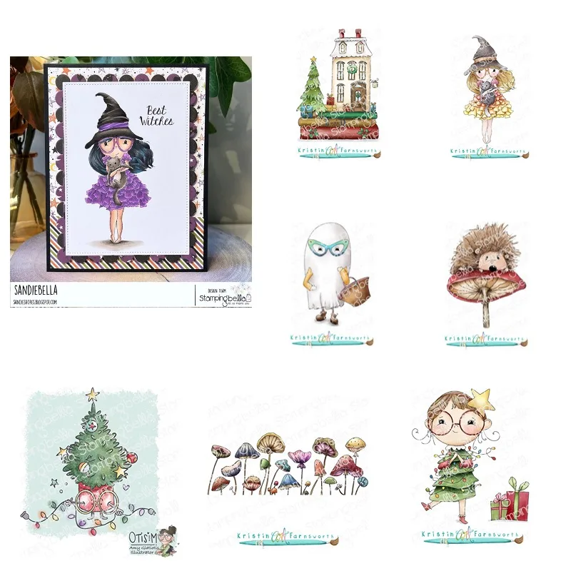 Рождественские штампы в виде грибов с изображением девушек волшебного призрака